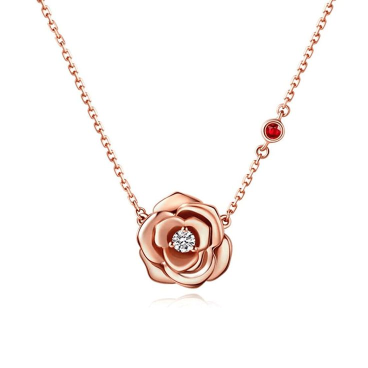 Luxury Heirloom Rose Gold Necklace, Formal Rose Gold Necklace With Flower Pendant, Formal Rose Gold Necklaces With Flower Pendant, Elegant Rose Necklaces For Valentine's Day, Elegant Pink Gold Necklace With Flower Pendant, Elegant Rose Necklaces With Clavicle Chain, Elegant Pink Gold Flower Pendant Necklace, Elegant Necklace With Rose Flower Pendant, Elegant Rose Sterling Silver Necklace