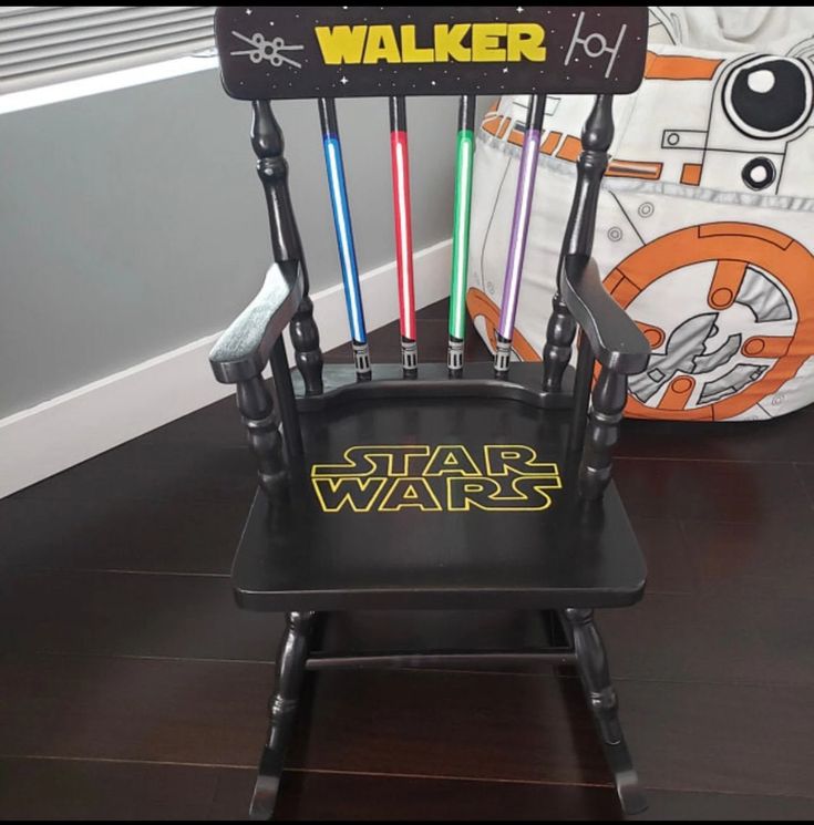 a star wars rocking chair with lights on it