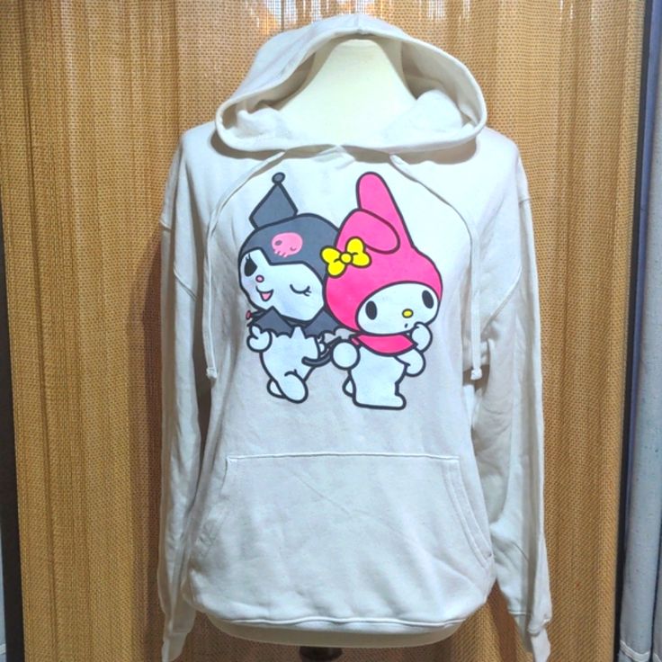 New Toki Doki Hello Kitty Hoodie Sanrio New With Tags Size Medium Super Cute My Melody And Kuromi Front Center Pickets Kawaii Winter Hooded Tops, Kawaii Cotton Hoodie For Winter, Winter Kawaii Cotton Hoodie, Kawaii Cotton Hoodie With Drawstring Hood, Cotton Kawaii Hoodie With Drawstring Hood, Kawaii Cotton Sweatshirt For Winter, Harajuku Cotton Top With Drawstring Hood, Kawaii Hooded Sweatshirt With Cartoon Print, Kawaii Cotton Hoodie Top