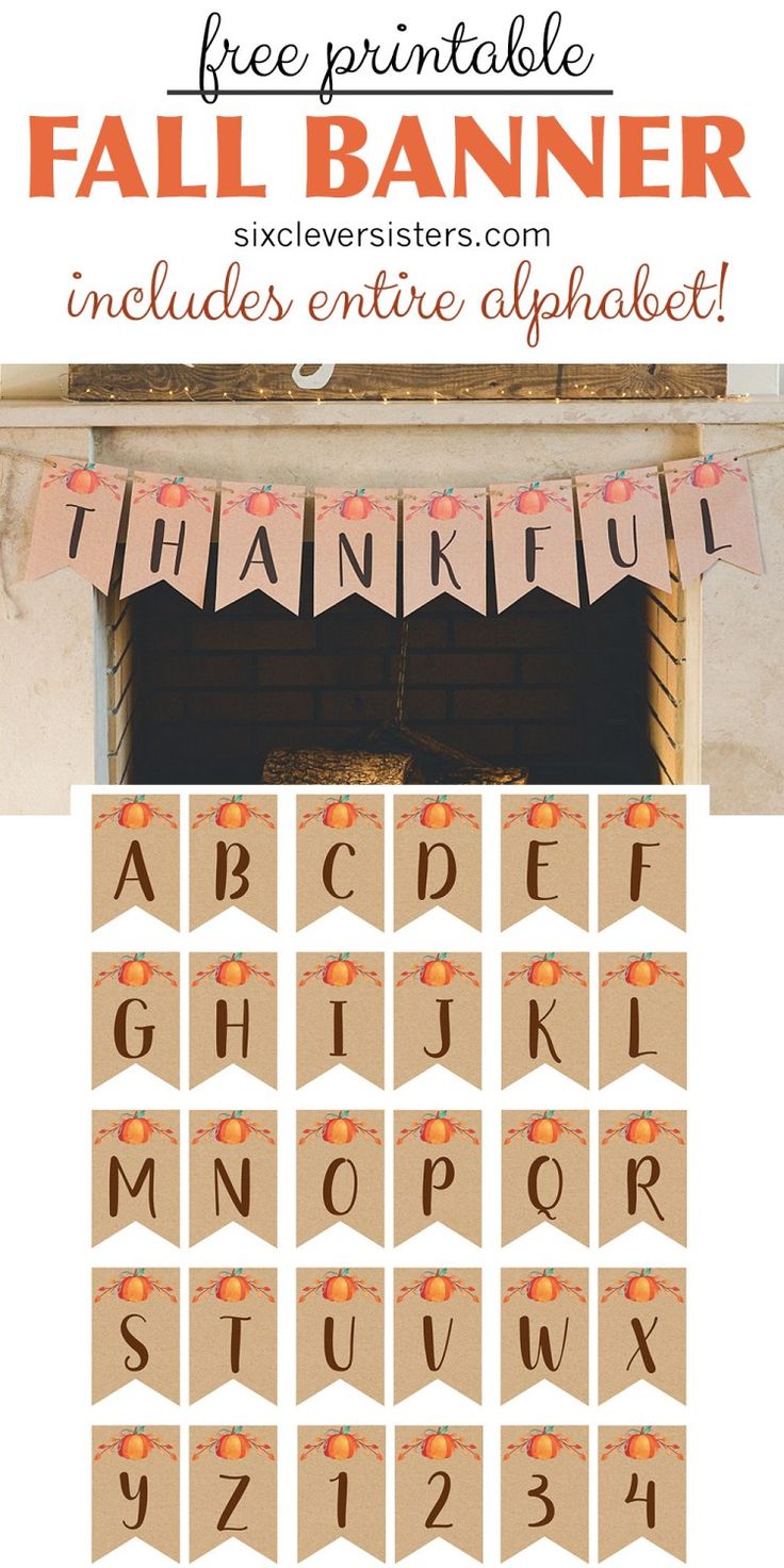 a printable fall banner with the letters and numbers on it