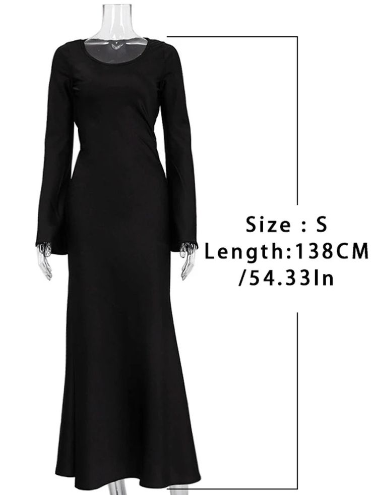 Exude sophistication with the Satin Bandage Maxi Dress. This high-waist, slim-fit design features elegant patchwork and long sleeves, creating a luxurious silhouette perfect for events and occasions. Details: Elasticity: Non Stretch Fabric Type: POLYESTER Silhouette: A-LINE Neckline: O-Neck Material: POLYESTER Size (IN) Bust Waist Hip Skirt length S 34.65 30.71 35.43 53.94 M 36.22 32.28 37.01 54.33 L 37.80 33.86 38.58 54.72 Long Sleeve Gown, Ladies Gown, High Waist Fashion, Victoria Dress, Chic Sundress, Dress Elegant, Dress Styles, Womens Maxi Dresses, Long Sleeve Lace