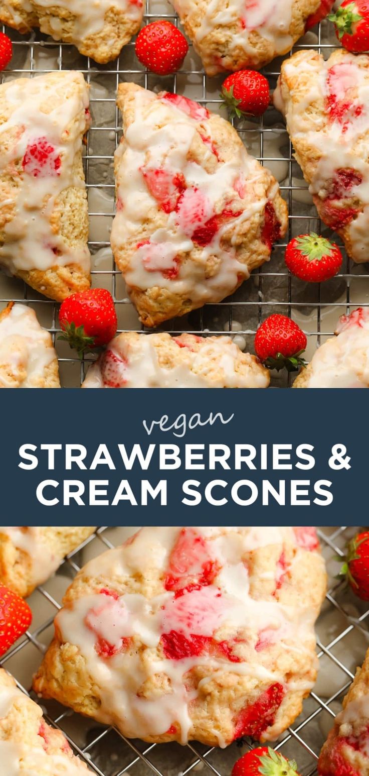 strawberries and cream scones on a cooling rack