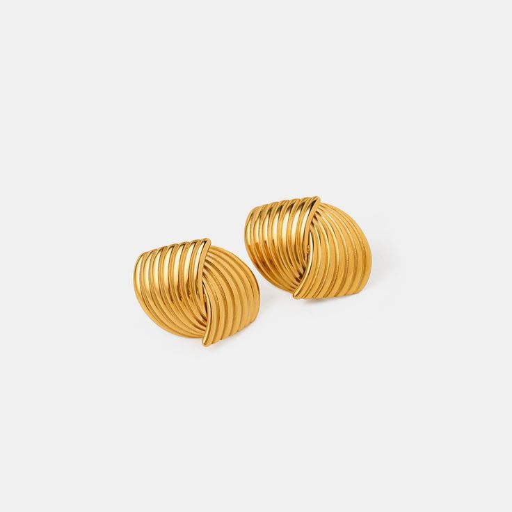 Add a touch of elegance to your style with our Texture Gold Stainless Steel Stud Earrings! These textured studs provide a unique and sophisticated look that will elevate any outfit. Crafted from high-quality stainless steel, they are durable and hypoallergenic. Make a statement and stand out with these stunning earrings. ETA: 14 DAYS Material: Stainless steel, 18K gold-plated Care instructions: Avoid wearing during exercise, as sweat will react with the jewelry to produce silver chloride and cop Stunning Earrings, Girls Earrings, Girls Jewelry, Gold Texture, Gold Earrings Studs, Hair Jewelry, Fashion Earrings, Jewelry Crafts, Jewelry Shop