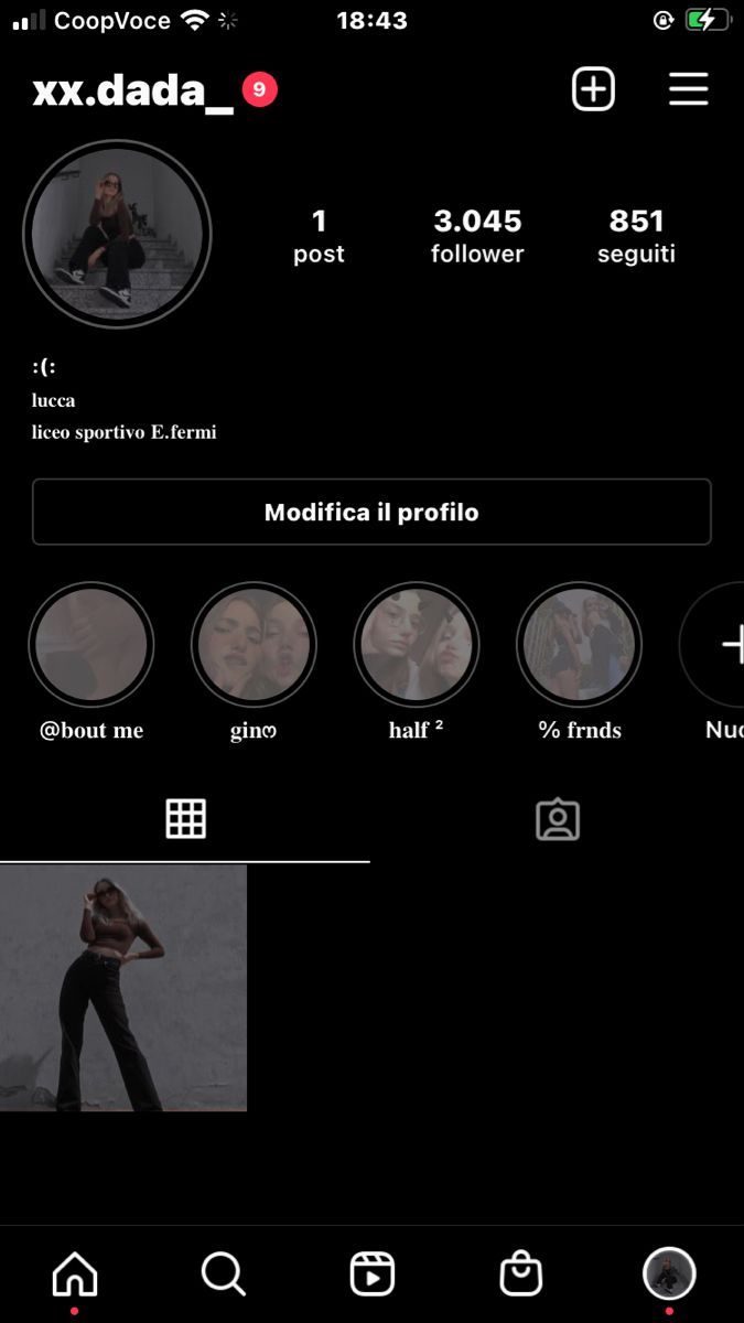 an iphone screen with multiple images and text on the bottom right corner, including two women in black pants