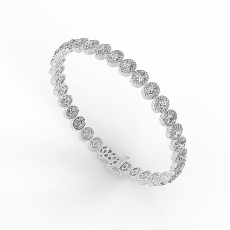 Introducing our exquisite Diamond Tennis Bracelet, a radiant embodiment of timeless elegance and sophistication. This bracelet is a harmonious fusion of classic design and brilliant craftsmanship, meticulously created to adorn your wrist with captivating beauty.At the heart of this stunning piece are scintillating diamonds, each expertly selected for its exceptional quality and dazzling brilliance. These diamonds are meticulously set in a continuous, unbroken line, showcasing their fire and spar Dazzling White Gold Bracelet With Prong Setting, Dazzling White Gold Bracelets With Prong Setting, Luxury Round Platinum Diamond Bracelet, Dazzling Sterling Silver Round Diamond Bracelet, Dazzling Sterling Silver Round Bracelet With Brilliant Cut, Dazzling Round Sterling Silver Bracelet With Brilliant Cut, Dazzling Round Diamond Cut Bracelets, Diamond Tennis Bracelet With Jubilee Style, Dazzling Sterling Silver Bracelet With Diamond Accents