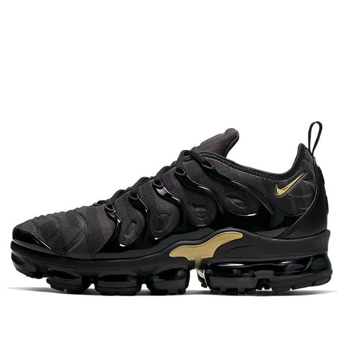 Nike Air VaporMax Plus 'Black Gold' Black/Anthracite/Club Gold/Metallic Gold CQ4612-001 KICKSOVER Black Air Max Sneakers For Sports, Black Sports Sneakers With Air Max Cushioning, Black Air Max Cushioned Sneakers For Sports, Sporty Black Sneakers With Air Cushioning, Black Sporty Sneakers With Air Cushioning, Matte Black Sporty Sneakers For Sports, Black Urban Sneakers For Outdoor Activities, Black Low-top Sneakers For Outdoor Activities, Black Lace-up Sneakers With Air Cushioning