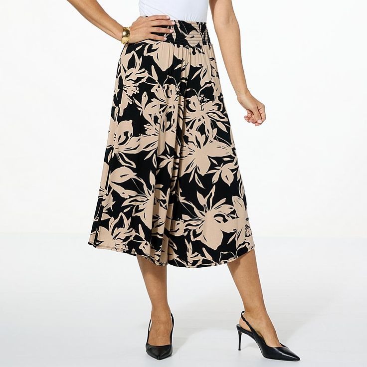 Colleen Lopez Printed Asymmetric Pull-On Pant  Effortless, lightweight and elegant, this angled wide-leg pant is a must-have. They're a fun, fashionable addition to your wardrobe. Flattering Spring Flowy Skirt, Flattering Flowy Bottoms For Spring, Flattering Flowy Skirt For Spring, Spring Versatile Ankle-length Culottes, Spring Versatile Culottes, Versatile Spring Culottes Ankle-length, Versatile Spring Ankle-length Culottes, Summer Workwear Bottoms With Asymmetrical Hem, Summer Casual Pants With Asymmetrical Hem