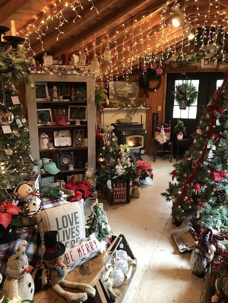 a room filled with lots of christmas decorations