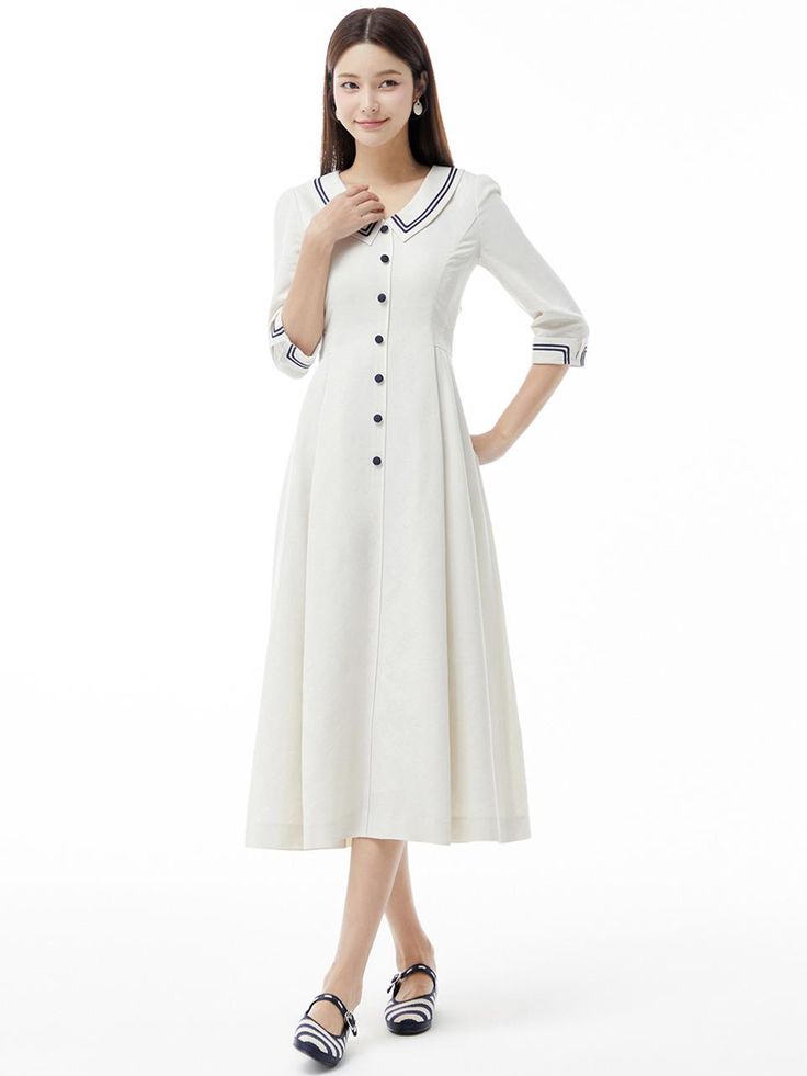 Composition : Shell: rayon 64% polyester 36% lining: polyester 100% color: rayon 100%Color : BEIGE_4(44),BEIGE_5(55),BEIGE_6(66)Country of Origin : China Cream A-line Dress For Work, Classic V-neck Midi Dress With Buttons, Casual A-line Maxi Dress With Button Closure, Elegant Beige Button-up Dress, White A-line Maxi Dress With Buttons, White Buttoned Formal Dress, Spring A-line Midi Dress With Button Closure, Casual Summer Maxi Dress With Button Cuffs, Workwear Midi Dress With Covered Buttons