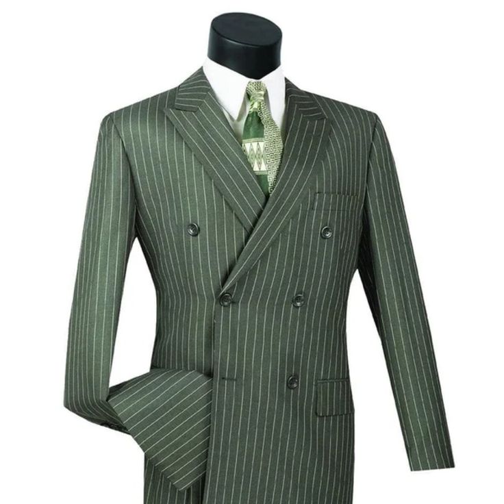 Bold Pinstripe Mars Vested 3 Piece Fashion Suit Classic Striped Double Breasted Suit With Long Sleeve, Striped Double Breasted Suit For Semi-formal Occasions, Classic Striped Double-breasted Suit, Striped Notch Lapel Business Sets, Business Striped Notch Lapel Sets, Striped Business Sets, Fitted Striped Double Breasted Suit With Suit Collar, Fitted Striped Double Breasted Suit For Semi-formal Occasions, Semi-formal Striped Double Breasted Suit