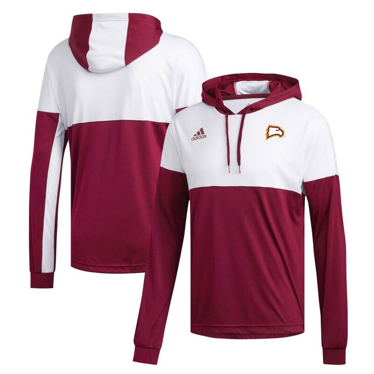 Elevate your Winthrop Eagles game-day style with this adidas Legend Shooter Hoodie T-Shirt. The color-block design adds a touch of modern style, while the Winthrop Eagles logo screen printed at the left chest proudly displays your school spirit. Plus, the drawstring hood provides adjustable coverage from the elements, making it perfect for cooler game days or casual outings. Team-colored Hooded Top For Game Day, Team-colored Hoodie With Team Logo, Team-colored Sportswear Hoodie With Team Logo, Sporty Color Block Hoodie Top, Team-colored Moisture-wicking Hoodie For Sports Season, Sportswear Hoodie For Game Day, Team-colored Sweatshirt For Fan Gear, Team-colored Sportswear Sweatshirt For Fan Gear, Sporty Team-colored Moisture-wicking Hoodie