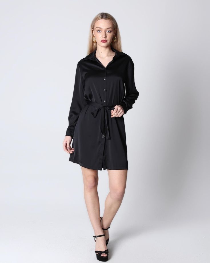 Discover effortless elegance with this Satin Shirt Dress, designed for women who appreciate both comfort and style. Available in three stunning colors, this long sleeve, button-up mini dress features a waist-defining tie belt that flatters your figure, making it a versatile choice for any occasion. Whether you're looking for a chic office outfit, a casual day look, or something more formal, this satin dress will seamlessly adapt to your needs. The soft satin fabric ensures a luxurious feel, while the timeless design guarantees that you'll look polished and stylish no matter the event. 🌟 🌟 Unique Features: 👗 Satin Fabric: Luxurious satin that feels smooth and comfortable against the skin. 🎀 Adjustable Waist Tie Belt: Cinches at the waist for a flattering, tailored fit. 🔘 Button-Up Fron Chic Office Outfit, Shirt Dress For Women, Satin Shirt Dress, Office Outfit, Chic Office, Satin Shirt, Casual Office, Effortless Elegance, Satin Dress