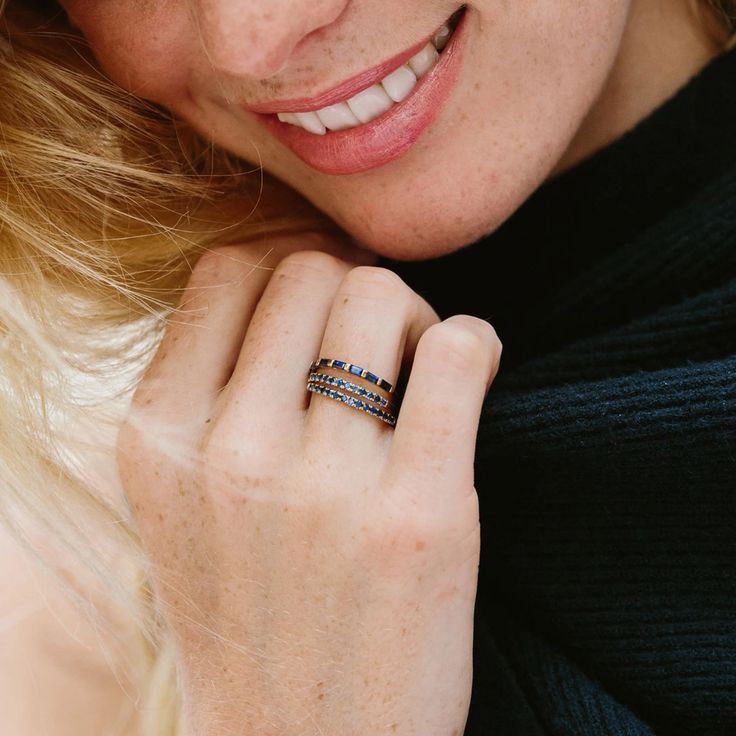 Starling Jewelry Starling Jewelry, Sapphire Baguette Ring, 45th Anniversary, Organic Cleaning Products, Baguette Ring, Rainbow Jewelry, Rainbow Bracelet, The Heavens, Pave Ring