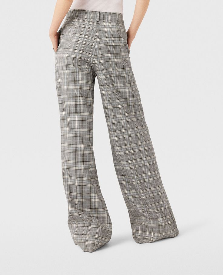 Discover Stella's Gray and blue check High-Rise Wide-Leg Wool Pants today. Free standard shipping is available on all orders. Shop online now. Elegant Plaid Pants For Formal Occasions, Classic Plaid Pants For Office, Classic Plaid Pants For Business Casual, Classic Plaid Business Casual Pants, Elegant Plaid Bottoms For Business, Elegant Plaid Pants For Business, Classic Wide Leg Plaid Pants, Classic Plaid Bottoms For Office, Classic Plaid Pants For Workwear