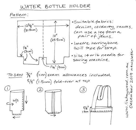 the diagram shows how to make a water bottle holder