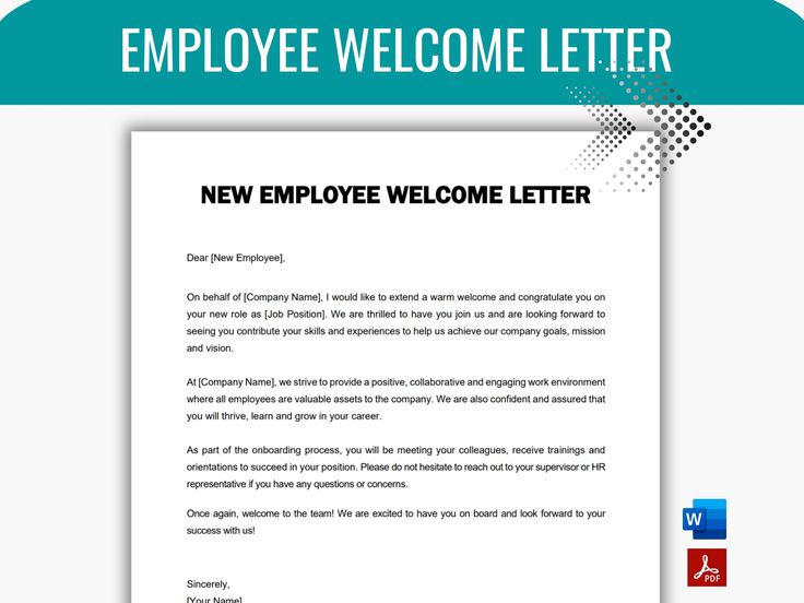 an employee welcome letter is shown in this image