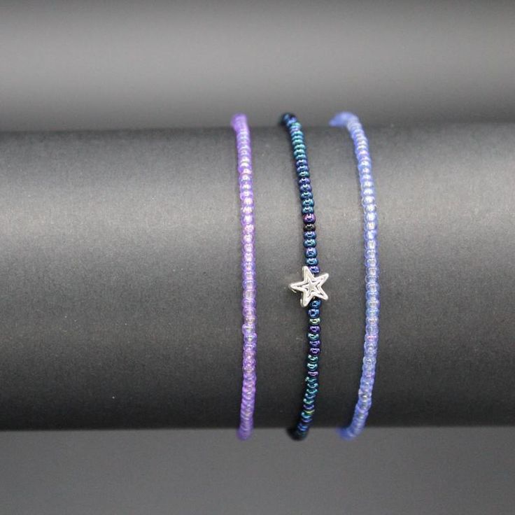 Celestial bracelet set/star seed bead bracelet/blue & purple | Etsy Purple Tiny Beads Beaded Bracelets As Gift, Purple Tiny Beads Friendship Bracelet As Gift, Purple Friendship Bracelet With Tiny Beads As Gift, Trendy Purple Jewelry With Tiny Beads, Purple Stretch Bracelet With Tiny Beads As Gift, Trendy Star-shaped Beaded Jewelry, Trendy Star Shaped Beaded Jewelry, Trendy Purple Jewelry With Spacer Beads, Dainty Purple Jewelry With Tiny Beads