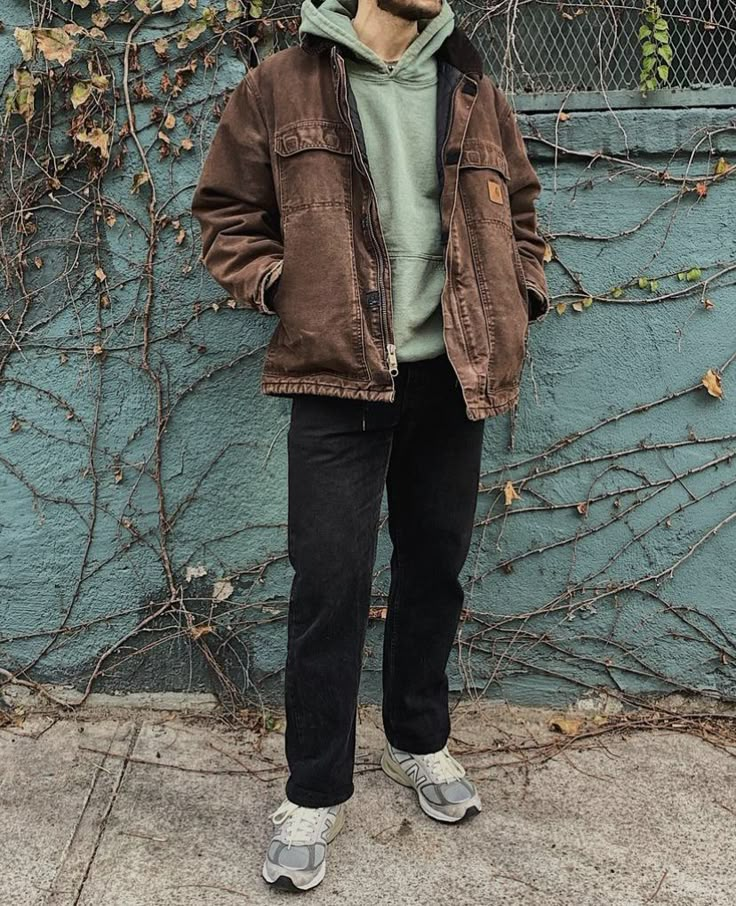 Guys Outfit Inspiration, Hipster Fall Outfits Men, Different Mens Fashion Styles, Aesthetic Dude Fits, Men's Layered Outfits, Men Fashion Earth Tone, Guys Layered Outfit, Autumn Men Aesthetic, Layering Mens Outfits