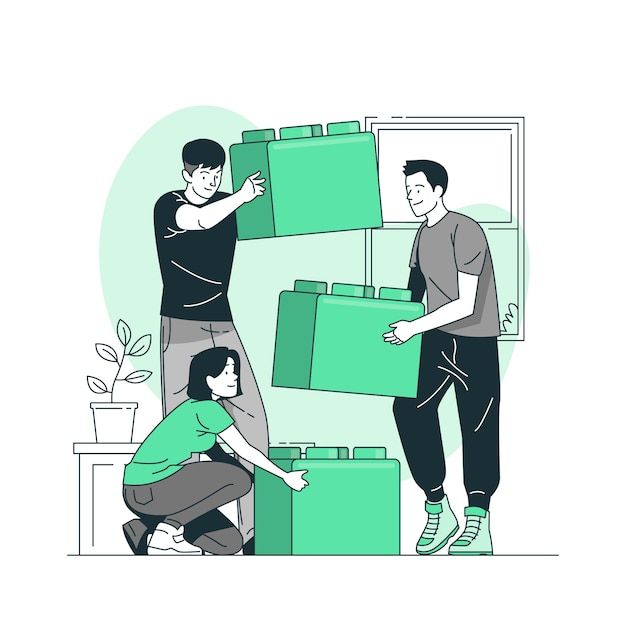 two people are moving boxes in the same room