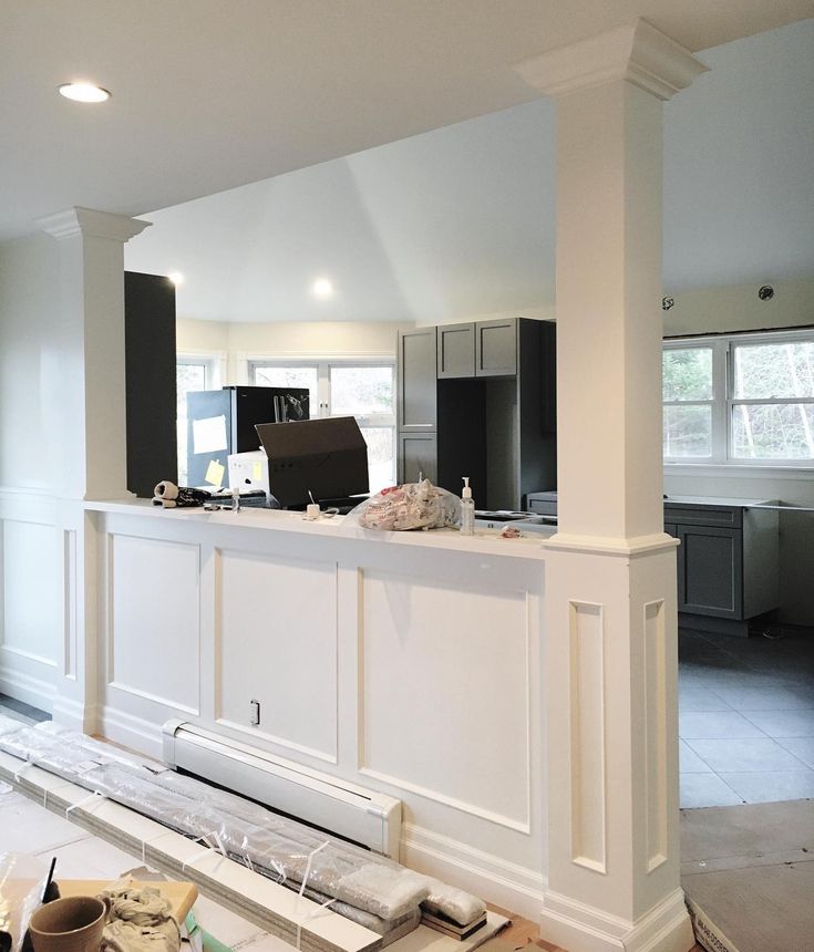 the kitchen is being remodeled and ready to be used as a dining room or office