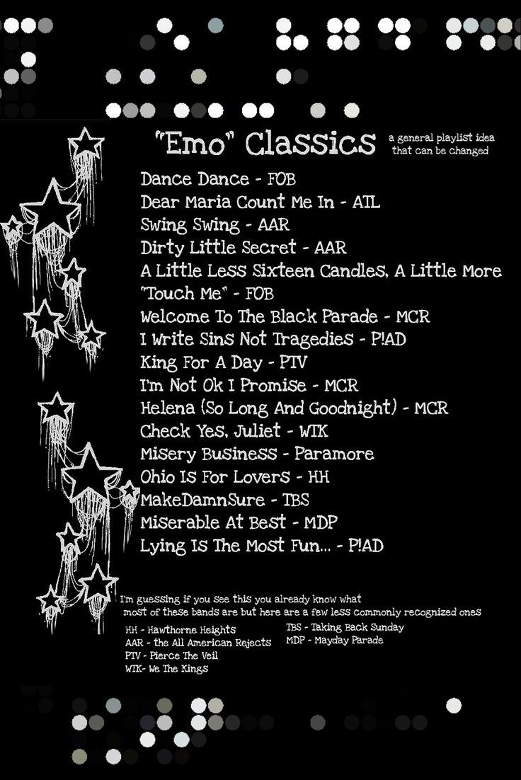 a poster with stars on it that says emo classics