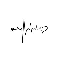 the heartbeat is drawn in black ink on a white background with an arrow and heart