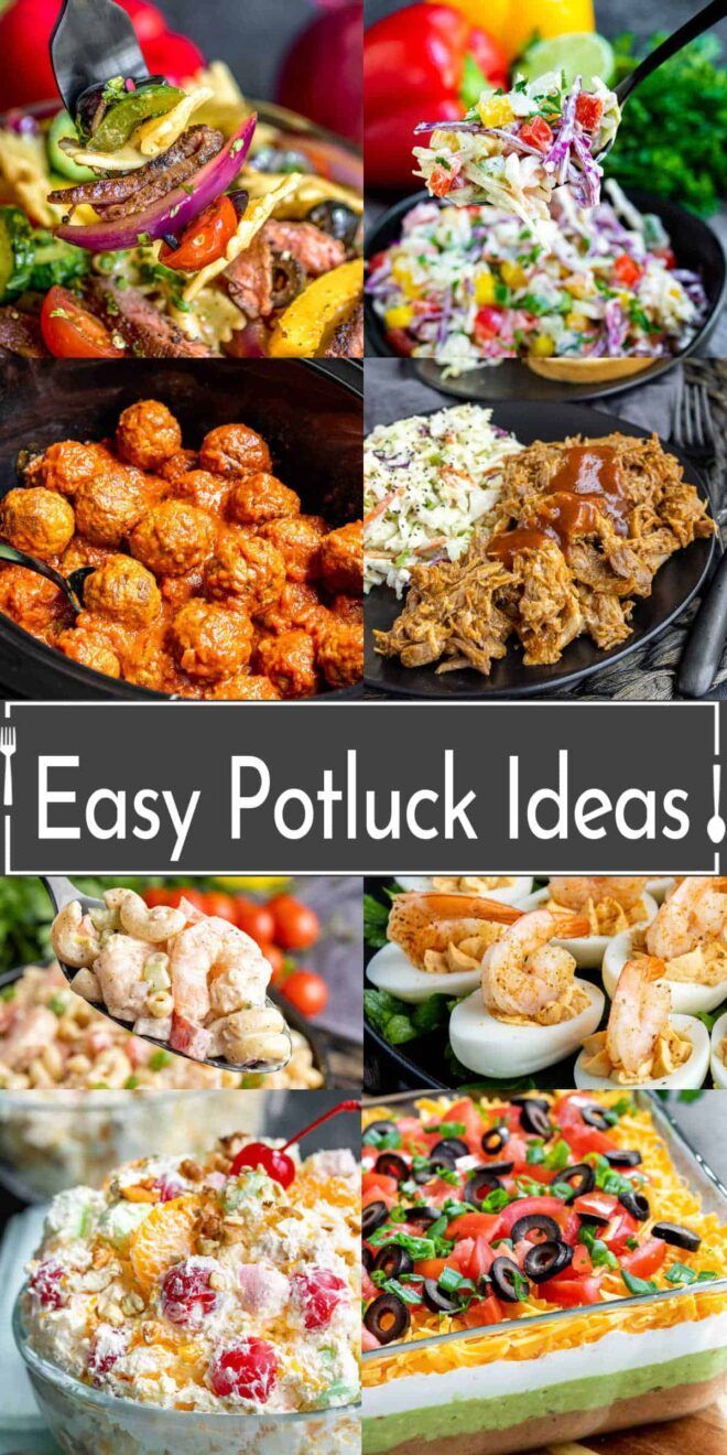 potluck dishes Ideas For Potluck, Easy Potluck Ideas, Pot Luck Dishes Easy, Summer Potluck Dishes, Church Potluck Recipes, Best Potluck Dishes, Main Dish For Potluck, Potluck Appetizers, Summer Potluck Recipes