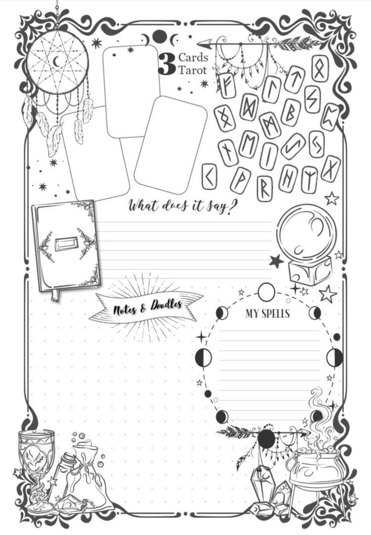 a black and white page with an image of some items on it, including paper