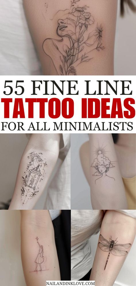 the top five tattoos for all minimalists are shown in this collage with text overlay