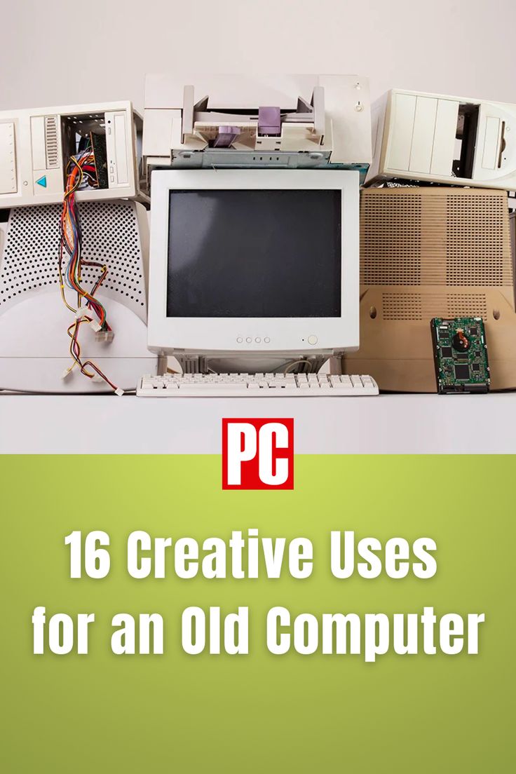 an old computer sitting on top of a desk with the words pc creative uses for an old computer