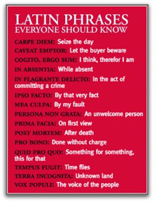 latin phrases poster with red background