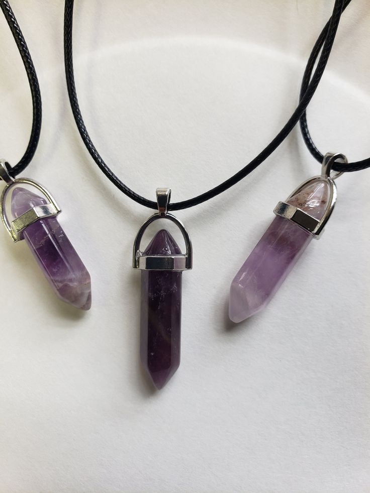 The Amethyst is a powerful and protective stone.  Amethyst activates spiritual awareness, opens intuition and enhances psychic abilities.  It has strong healing and cleansing powers.  *color will vary with each stone. Lavender Spiritual Crystal Pendant Necklace, Amethyst Crystal Healing Necklace With Round Pendant, Lavender Pendant Crystal Necklace For Spiritual Use, Mystical Purple Crystal Necklace For Healing, Purple Spiritual Crystal Necklace, Purple Spiritual Mineral Crystal Necklace, Purple Raw Stone Crystal Necklace For Healing, Spiritual Amethyst Crystal Pendant, Spiritual Purple Mineral Crystal Necklaces