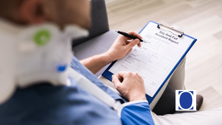 a man writing on a clipboard with a pen and paper attached to his chest