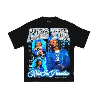 Everyone will know what you're listening to when you show off your taste in music with this officially licensed King Von Rest in Paradise T Shirt! Suit up in this stylish tee and you'll always be showing your fandom. Officially licensed Crew neck Short sleeves Material: Cotton Care: Machine wash; tumble dry low Imported This tee is Unisex Sizing only For a fitted look, order one size smaller than your regular size King Von, Pop Culture Tshirts, Spencers Gifts, Shirt Design Inspiration, Food Clothes, Music Tees, Suit Up, Movie T Shirts, Tee Outfit