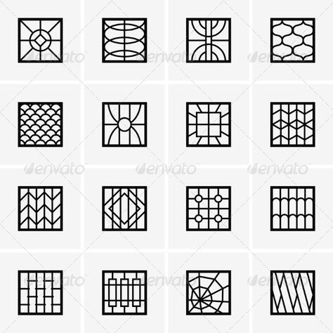 the different types of window panes are shown in black and white