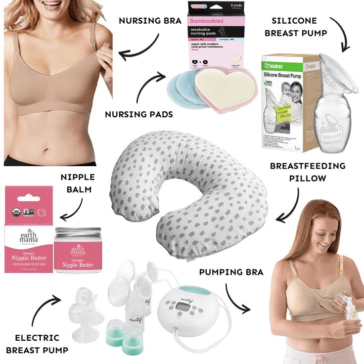 the contents of a woman's breasting kit including an inflatable nursing device