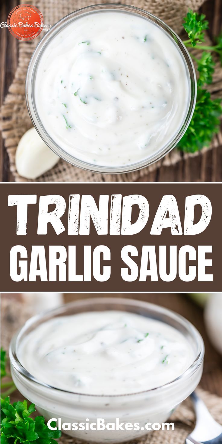 this is an image of a bowl of garlic sauce with the title text above it