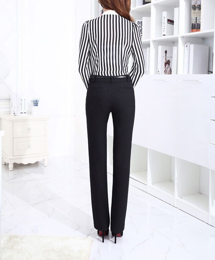 Clothing Length: RegularSleeve Style: RegularPattern Type: StripedStyle: FormalFabric Type: BroadclothMaterial: Cotton, Polyester, AcrylicCollar: O-NeckSleeve Length: Full SKU: 1826476 Fall Business Casual Stretch Blouse, Casual Office Blouse With Stretch, Fall Stretch Blouse For Business Casual, Casual Stretch Blouse For Office, Stretch Blouse For Business Casual In Fall, Fitted V-neck Blouse For Office, Office Long Sleeve Blouse, Classic Stretch Office Wear Blouse, Stretch Blouse For Workwear In Fall