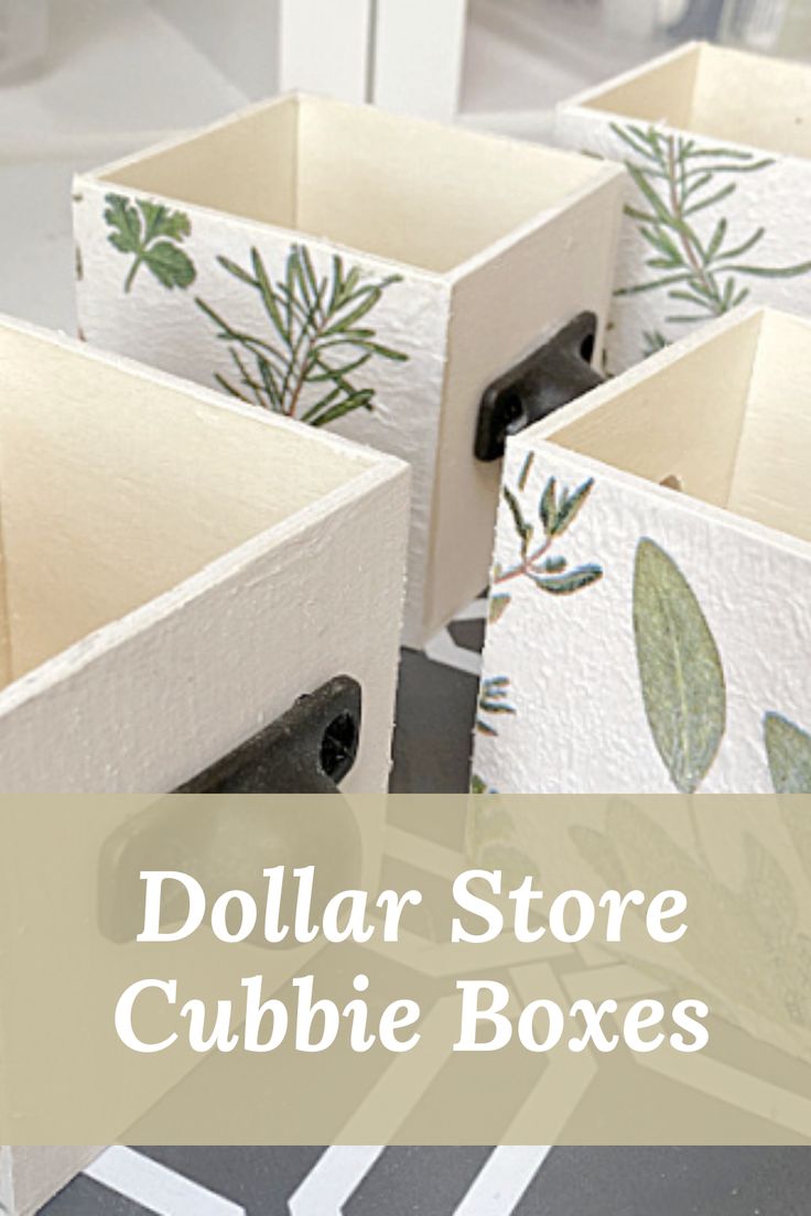 cubbie boxes with decoupaged napkin sides and overlay Dollar Tree Drawers, Dollar Tree Boxes Diy Crafts, Dollar Tree Wooden Box Crafts, Dollar Tree Wooden Boxes Diy Crafts, Dollar Tree Wooden Cube Crafts, Dollar Tree Wood Crafts Diy, Dollar Store Mini Crates, Dollar Tree Mini Wood Cubes Diy, Diy Utensils