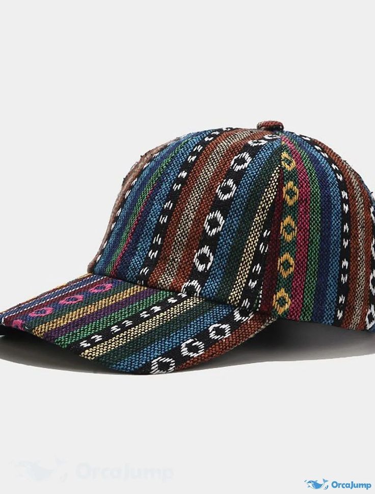 OrcaJump - Summer Retro Bohemian Beach Vacation Travel Cap Sun Shade Baseball Hat for Men and Women Outdoor Trucker Hat - 1PC Retro Multicolor Hats For Outdoor, Adjustable Fitted Cap For Beach, Retro Multicolor Snapback Hat, Retro Festival Cap Style Hat, Retro Festival Cap, Multicolor Snapback Baseball Cap For Outdoor, Retro Baseball Cap For Vacation, Multicolor Curved Brim Baseball Cap For Festival, Adjustable Flat Cap For Beach