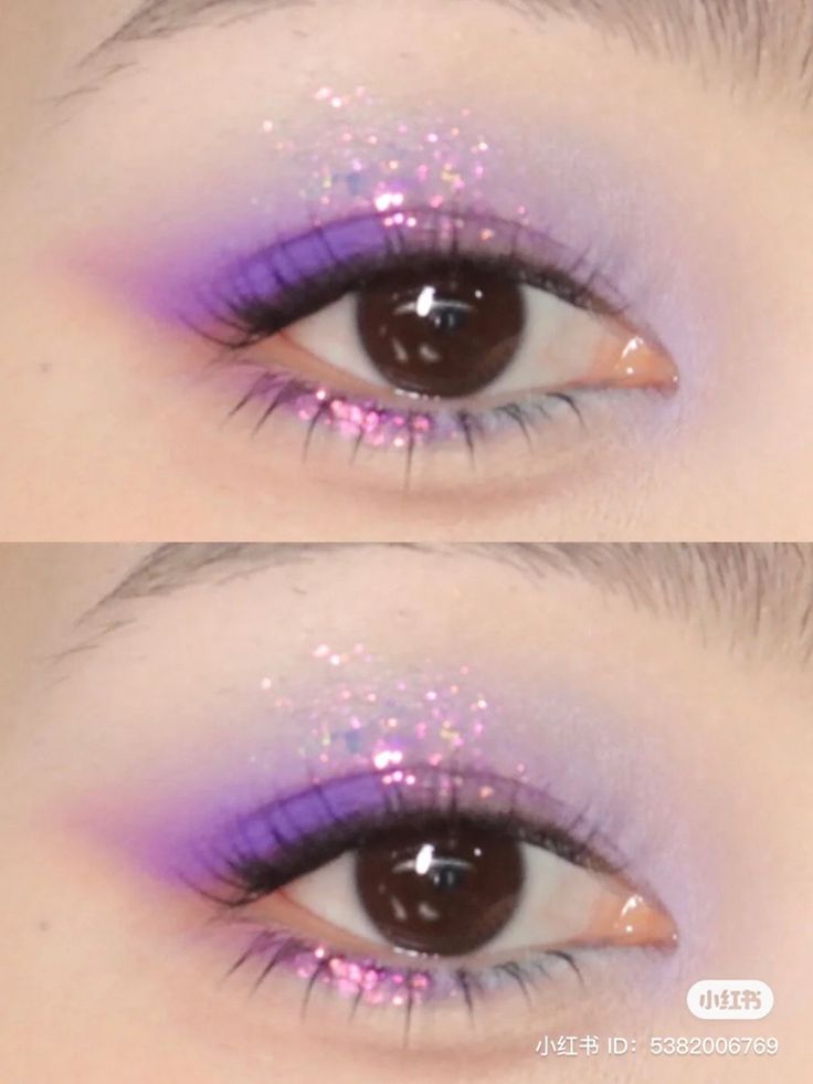 Eyeshadow Makeup Korean, Eye Makeup For Small Eyes, Eyeshadow Makeup Tutorial, Shine Makeup, Eye Makeup For Hooded Eyes, Full Makeup Tutorial, Purple Makeup Looks, Beginners Eye Makeup, Purple Eye Makeup