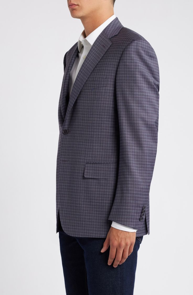 Italian wool woven in a small, shadowy check distinguishes a sport coat tailored with traditional detailing and styled to elevate any semiformal look. 31" length (size 54EU) Notched lapels Cuff buttons may not be attached. Jackets purchased at full price can have the sleeve length customized for free at your local Nordstrom Chest welt pocket; front flap pockets Side vents Lined 99% wool, 1% elastane Dry clean Made in Italy Elegant Plaid Outerwear For Formal Occasions, Luxury Tailored Houndstooth Outerwear, Formal Outerwear With Houndstooth Pattern And Suit Collar, Formal Houndstooth Outerwear With Suit Collar, Formal Houndstooth Pattern Outerwear With Suit Collar, Elegant Houndstooth Sport Coat With Lapel Collar, Elegant Tailored Houndstooth Sport Coat, Tailored Houndstooth Sport Coat For Formal Events, Luxury Tailored Houndstooth Blazer