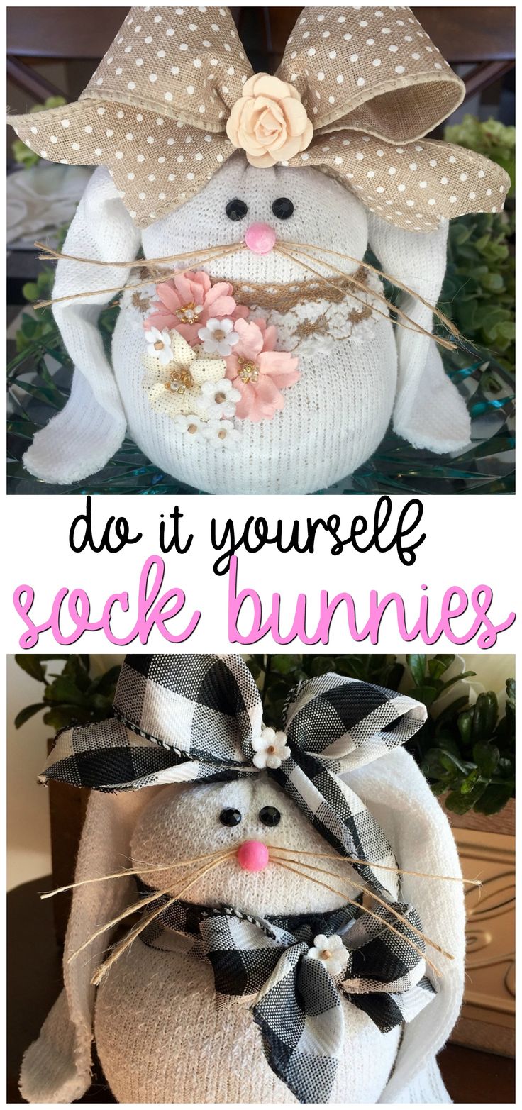 two pictures with the words do it yourself and an image of a stuffed bunny