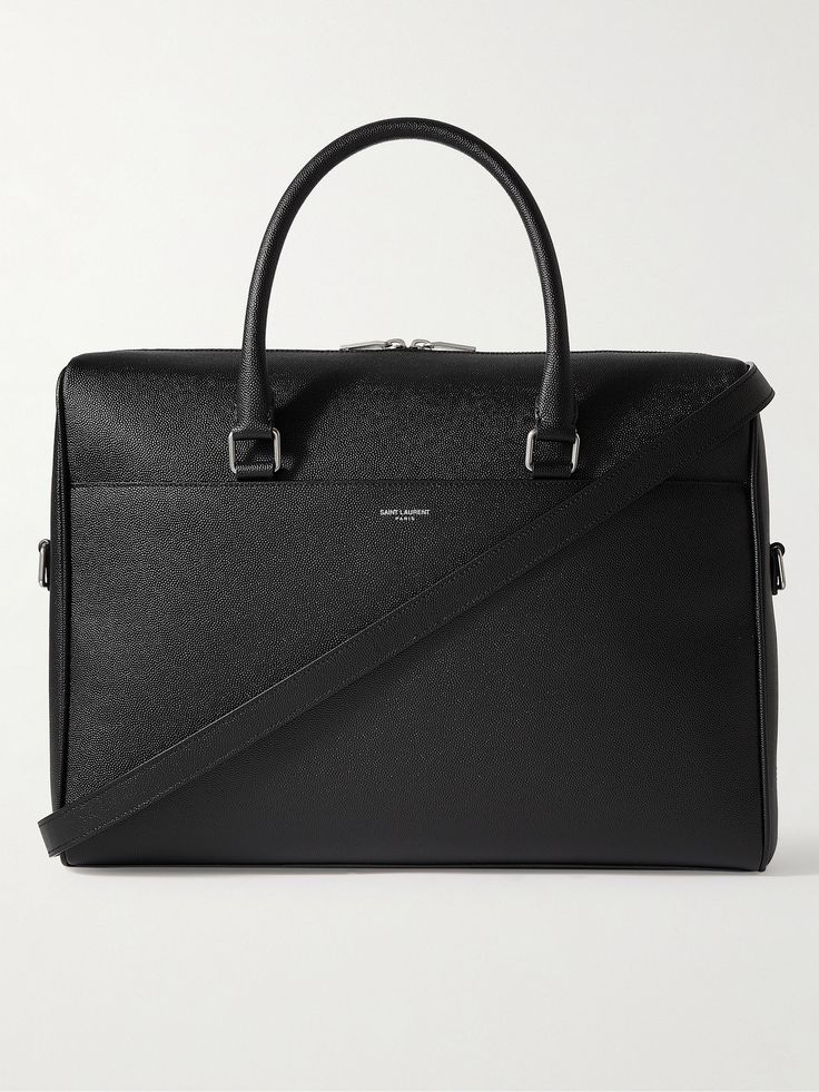 SAINT LAURENT's briefcase is a refined classic that's been perfected over the decades. Crafted from black full-grain leather, it has a structured silhouette that's smart and sleek. Use it to elevate your workwear repertoire. Saffiano Leather Briefcase With Palladium Hardware, Saffiano Leather Briefcase With Palladium Hardware For Business, Luxury Black Saffiano Leather Briefcase, Designer Textured Leather Briefcase For Work, Designer Textured Leather Briefcase For Business, High-end Top Handle Business Briefcase, High-end Top Handle Briefcase For Business, High-end Business Briefcase With Top Handle, Designer Saffiano Leather Briefcase For Formal Use