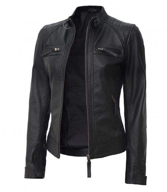 Black Quilted Leather Jacket For Women Black Cafe Racer, Asymmetrical Leather Jacket, Racer Leather Jacket, Quilted Leather Jacket, Cafe Racer Leather Jacket, Black Leather Motorcycle Jacket, Motorcycle Jacket Women, Womens Black Leather Jacket, Black Leather Moto Jacket