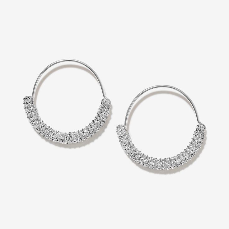 Silver Saz Mini Hoop Earrings | Adornmonde Diamond Rhinestone Hoop Earrings, Diamond Hoop Earrings With Rhinestones, Sparkling Stones Hoop Earrings, Small Hoop Cubic Zirconia Crystal Earrings, Trendy Huggie Hoop Earrings In Cubic Zirconia, Trendy Hoop Earrings With Cubic Zirconia, Trendy Huggie Hoop Earrings With Cubic Zirconia, Minimalist Hoop Earrings With Pave Setting, Sterling Silver Small Hoop Diamond Earrings