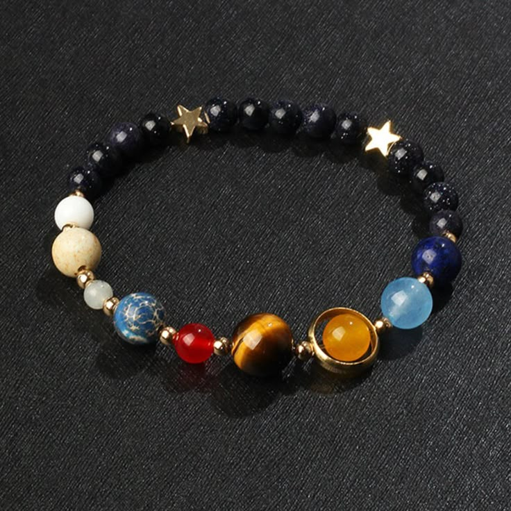 Features: The Eight Planets Stone Include: Neptune-Lapis Lazuli; Uranus-Aquamarine; Saturn-Labradorite; Jupiter-Tiger Eye Stone; Mars-Red Agate; Earth-Blue Emperor Stone; Moon-Opal; Venus-Gold Foil Bead; Mercury-White Jade This Bracelet Is Unisex, Perfect As A Gift To Teen Girls, Wife, Girlfriend, Mother Or Friends When Valentine’s Day, Mother’s Day, Birthday, Anniversary, Christmas Or Any Special Occasions. When You Wear It, You Are The Sun, All The Eight Planets Revolve Around You. Quantity: A Meditation Party, Eight Planets, Beads Bangles, Different Bracelets, Kids Bracelet, You Are The Sun, Blue Sandstone, Universe Galaxy, Bangles For Women