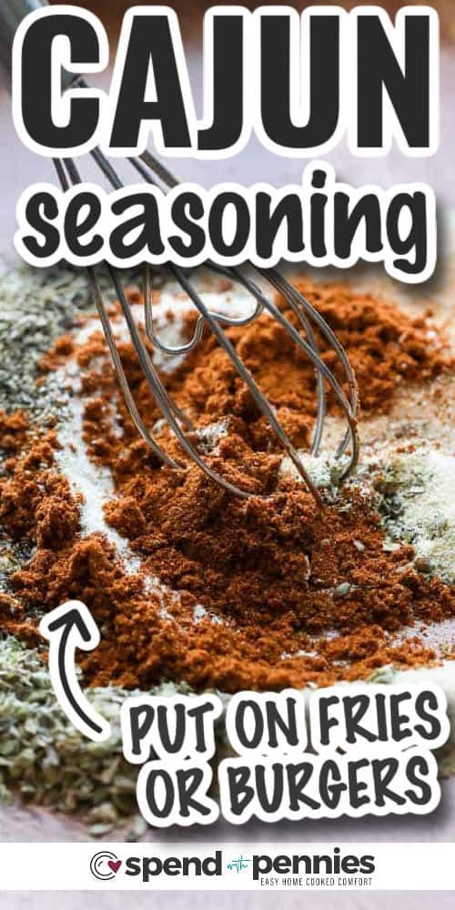 a poster with the words cajun seasoning on it and an image of a whisk