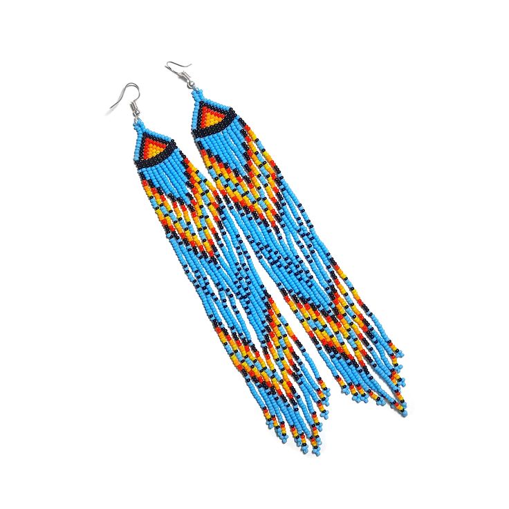 PRICES MAY VARY. Bohemian long beaded dangle earrings for women Bohemian is a popular fashion style all over the world, and bead is an essential element in boho. This kind of long bead statement tassel earrings Handmade statement seed bead fringe earrings : every bead is well selected and threaded, every pair of long handmade seed bead dangle earrings are 100% handmade. ♥ No Harm to your Skin - This earrings is made of environmentally friendly & Hypoallergenic materials, we carefully select mate Seed Beads Jewelry, Beaded Hair Clips, Native Crafts, Beautiful Beaded Jewelry, Native American Style, Native American Beading, Earrings Beaded, Native American Fashion, Colorful Earrings