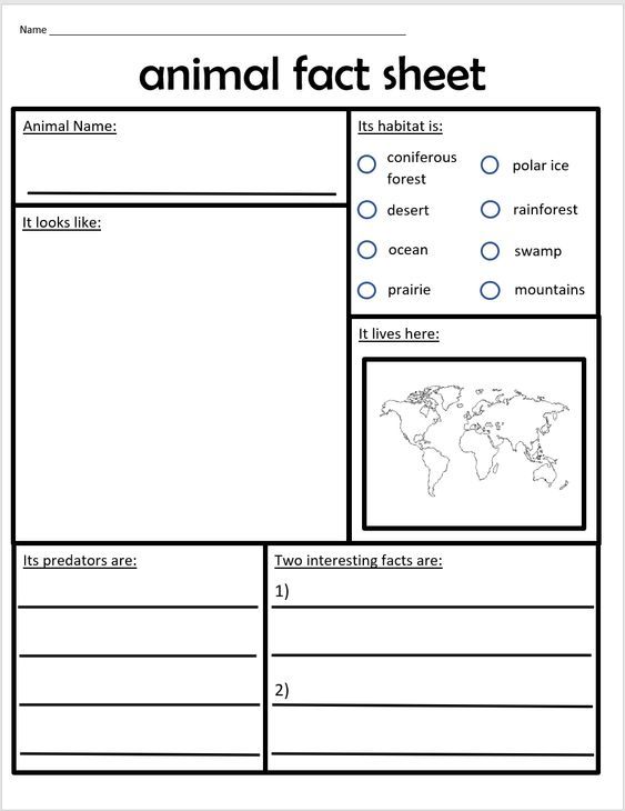 an animal fact sheet with pictures and words to describe the animals in their habitats